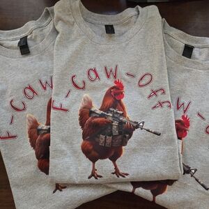Gildan Gray T-Shirt with Armed Chicken Graphic